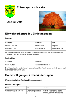 Müswanger Nachrichten Oktober 2016 Einwohnerkontrolle