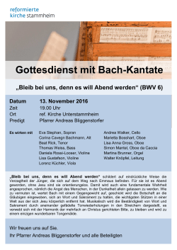 Gottesdienst mit Bach-Kantate