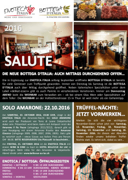 Newsletter Oktober 2016 - Enoteca Italia GmbH Thun