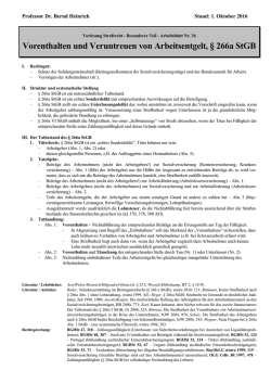 36. Vorenthalten und Veruntreuen von Arbeitsentgeld