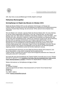Heilsames Blutvergie&szlig;en Schr&ouml;pflampe ist Objekt des Monats im