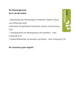 Die Wochengerichte - weilands wellfood