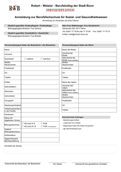 Robert - Wetzlar - Berufskolleg der Stadt Bonn Anmeldung zur