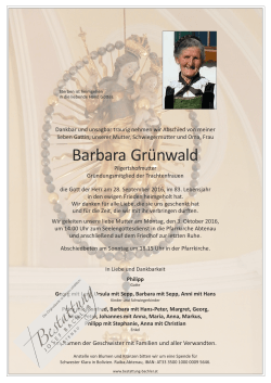Barbara Grünwald - Bestattung | Josef Bachler