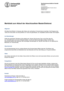 Informationsblatt Abschlussfeier Master/Doktorat