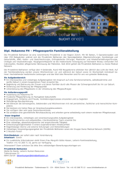 Dipl. Hebamme FH &ndash; Pflegeexpertin Familienabteilung