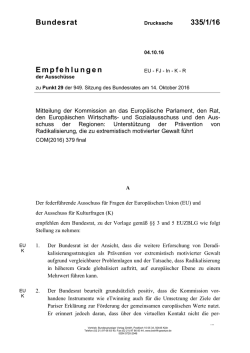 Bundesrat 335/1/16 Empfehlungen - Umwelt