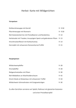 Herbst- Karte mit Wildgerichten