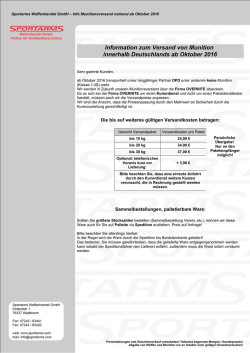 Information zum Versand von Munition innerhalb