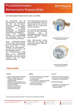 Produktinformation Mechanische Wasserzähler