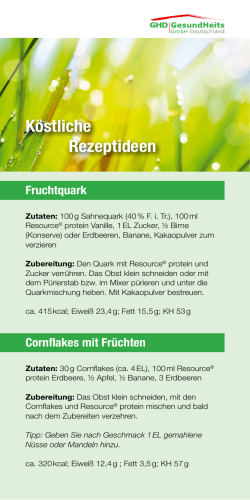 Köstliche Rezeptideen - GHD GesundHeits GmbH Deutschland