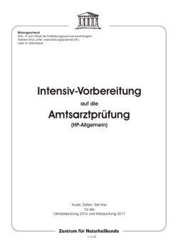 Intensiv-Vorbereitung Amtsarztpr&uuml;fung