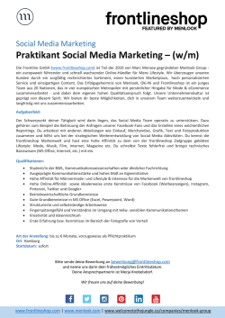 Praktikant Social Media Marketing – (w/m)