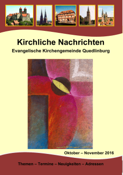 Kirchliche Nachrichten - Ev. Kirchengemeinde Quedlinburg
