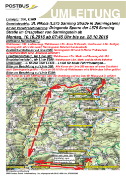 Linien 380,E389 Verkehrsinfo Sperre L575 Sarming Straße Bereich