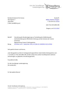 Stellungnahme des Amtes der Vorarlberger Landesregierung vom 3