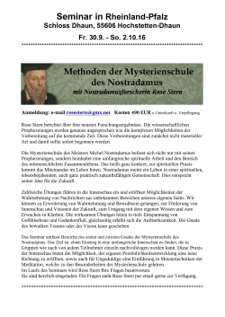 Programm und Hinweise  - Meister Michel Nostradamus