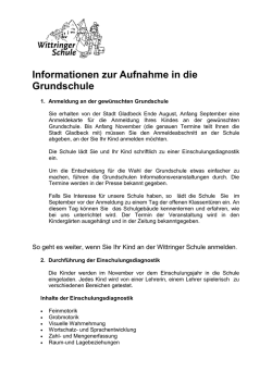 Informationen zur Aufnahme in die Grundschule
