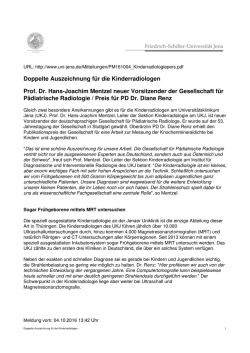 Doppelte Auszeichnung f&uuml;r die Kinderradiologen Prof. Dr. Hans