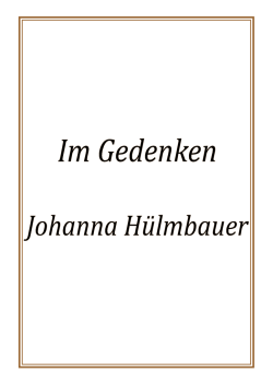 Johanna H&uuml;lmbauer - Bestattung Peter W&ouml;ginger