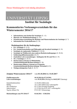 Vorlesungsverzeichnis Wintersemester 2016/17