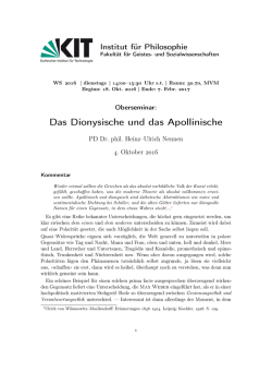 Heinz-Ulrich Nennen: Das Dionysische und das Apollinische