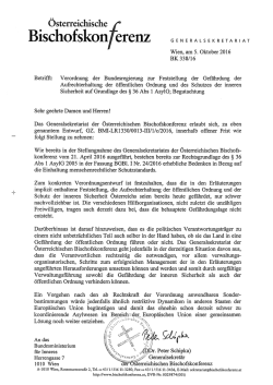 Stellungnahme der Österreichischen Bischofskonferenz vom 5