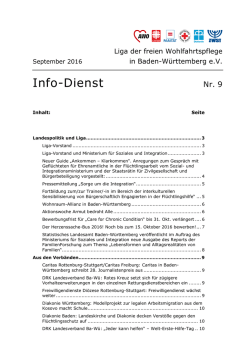 Infodienst Nr. 9 2016 - Liga der freien Wohlfahrtspflege in Baden