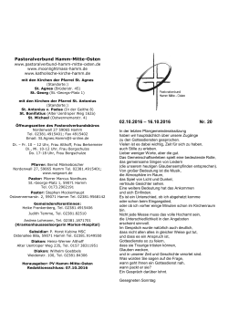 02.10.2016 – 16.10.2016 Nr. 20 - Pastoralverbund Hamm-Mitte