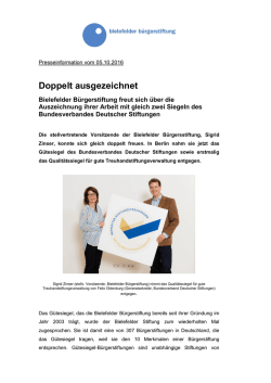 Doppelt ausgezeichnet - Bielefelder B&uuml;rgerstiftung