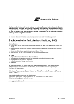 Inserat_Sachbearbeiterin Lohn 80%, 30.01.2014
