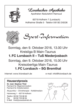 Sport-Information - 1.FC Lorsbach 1953 eV