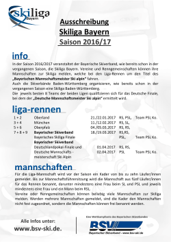 Ausschreibung Skiliga Bayern 2016-17