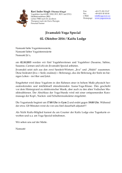 Jivamukti-Yoga Special 02. Oktober 2016 / Kaifu Lodge - Yoga-now