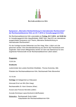 Programm zum - Rechtsanwaltskammer Köln