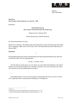 Beschluss des Grossen Gemeinderats von Zug Nr. 1645