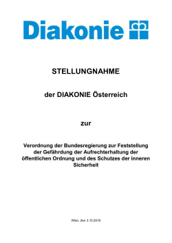Stellungnahme der Diakonie Österreich vom 3. Oktober 2016