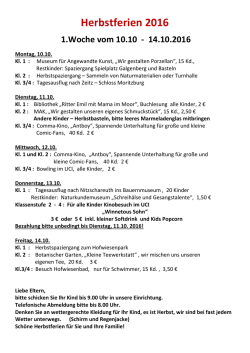 Herbstferien 2016 - auf der Homepage der Bergschule Gera