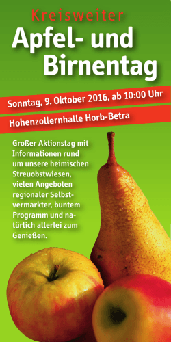 Programm Apfel- und Birnentag 09.10.2016 in Horb