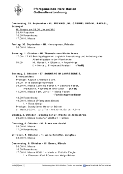 Aktuelle Gottesdienstordnung bis 09.10.2016