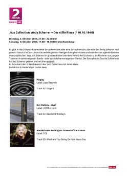 Jazz Collection: Andy Scherrer &ndash; Der stille Riese (* 10.10.1946)