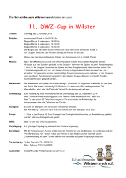 11. DWZ-Cup in Wilster - beim Hamburger Schachverband