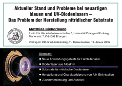 Aktueller Stand und Probleme bei neuartigen blauen und UV