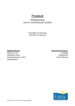Protokoll: Hochtaunus-Cup Oberursel