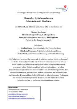 Hessischer Gr&uuml;nderpreis 2016 Pr&auml;sentation der Finalisten