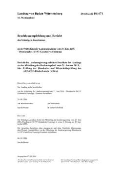 Drucksache - Landtag Baden W&uuml;rttemberg