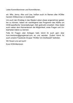 Liebe Kommilitoninnen und Kommilitonen, wir, Mila, Jenny, Alex