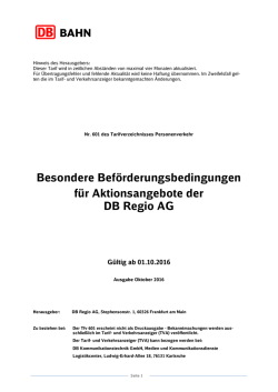 Bef&ouml;rderungsbedingungen f&uuml;r Aktionsangebote
