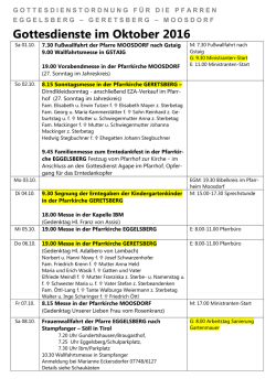 Gottesdienste im Oktober 2016