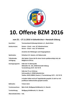 10. Offene BZM 2016 - Tennisverband Schleswig